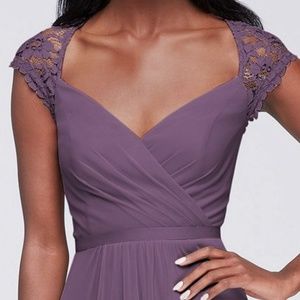 David's Bridal Sz 12 Lace CapSleeve Dress Wisteria